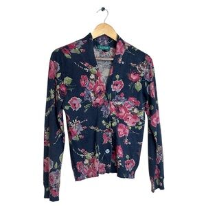 Lauren Ralph Lauren petite medium floral cardigan brown washed look